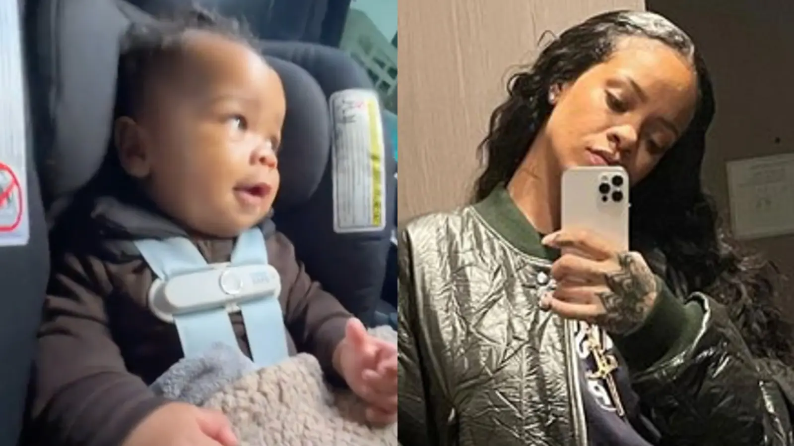 Rihanna next to her son