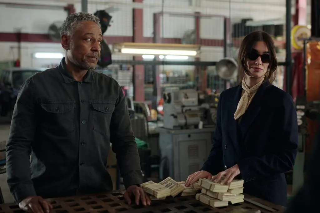 Paz Vega and Giancarlo Esposito in Kaleidoscope on Netflix