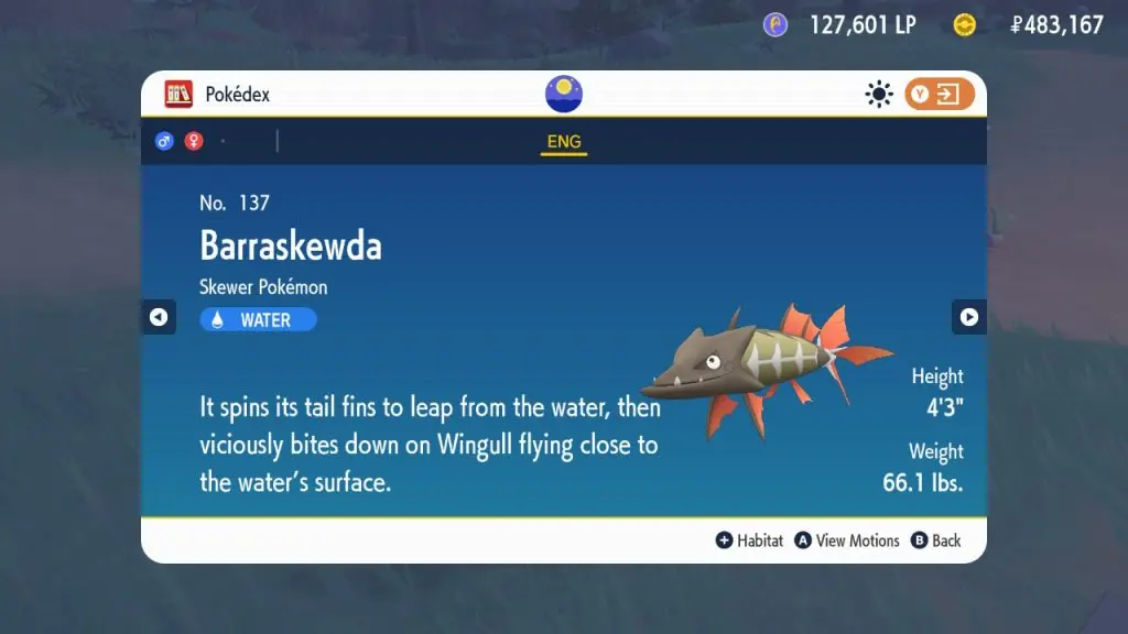 barraskewda pokedex pokemon scarlet violet