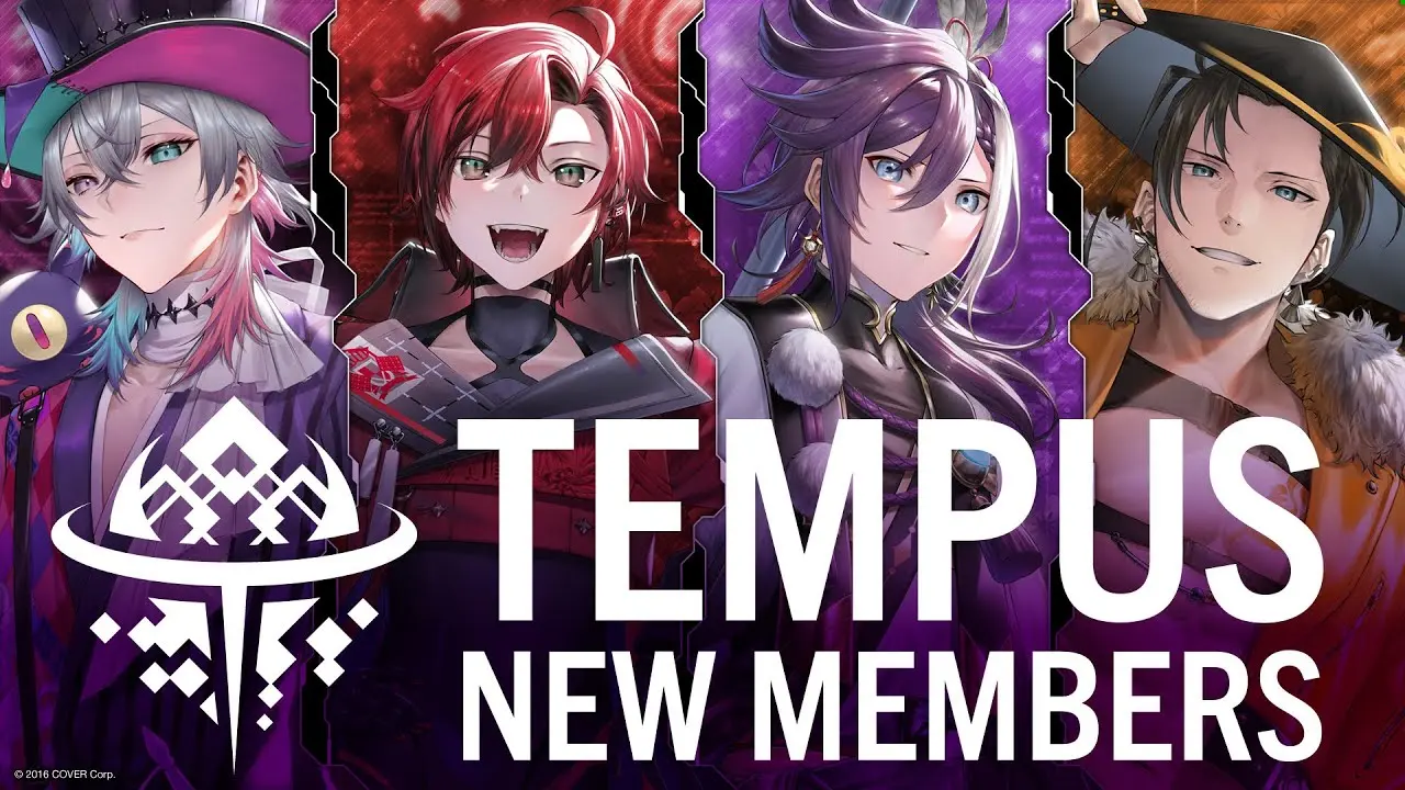 Hololive TEMPUS new members Gavis Bettel, Machina X Flayon, Banzoin Hakka, and Josuiji Shinri