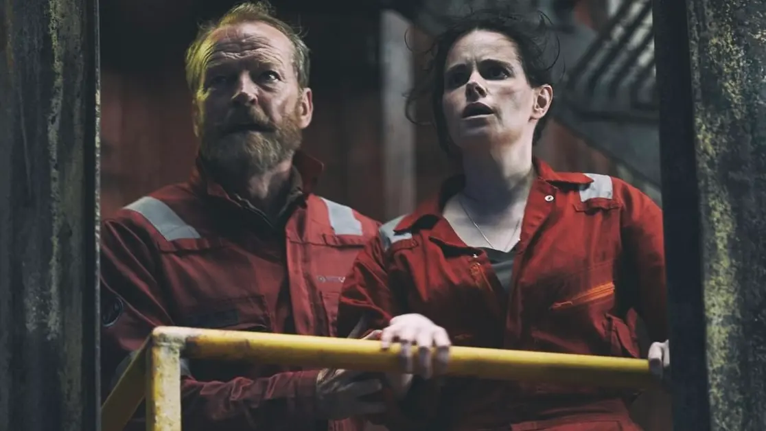 Iain Glen and Emily Hampshire in The Rig.