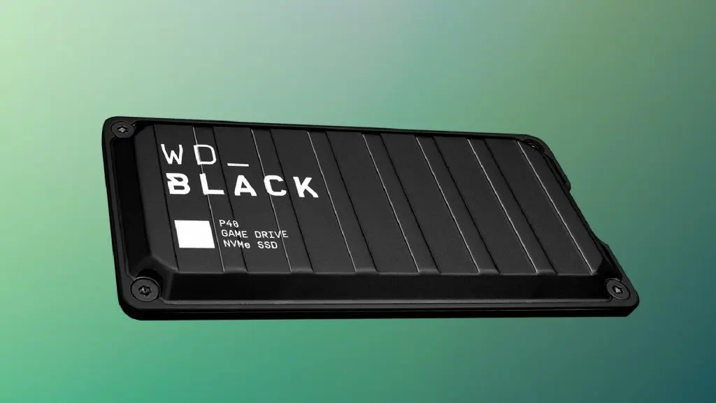 WD Black P40 SSD on green background