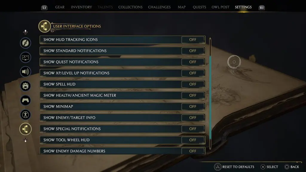 Hogwarts Legacy HUD elements