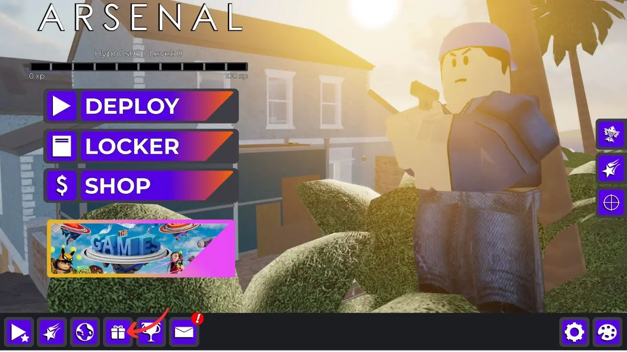 Player using codes in Roblox Arsenal