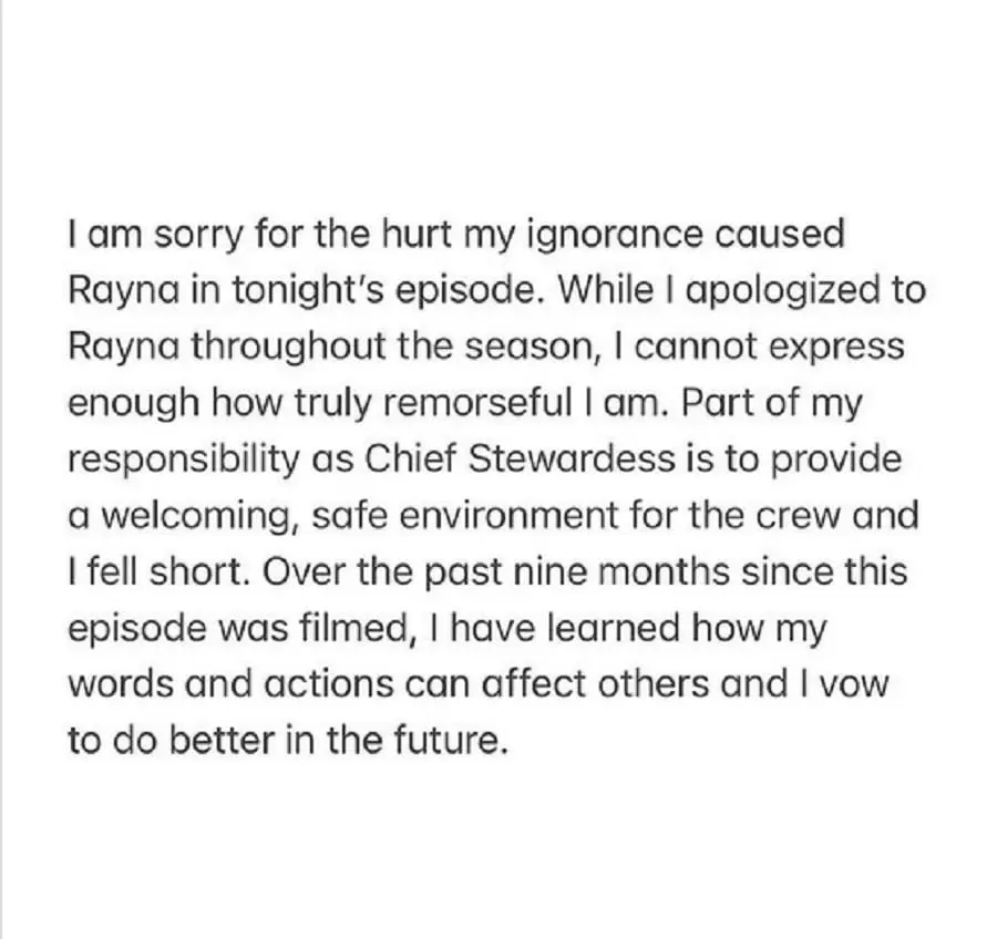 heather below deck apology