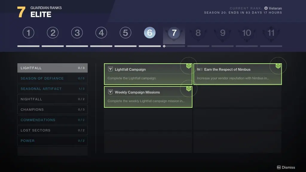 destiny 2 lightfall guardian rank 7