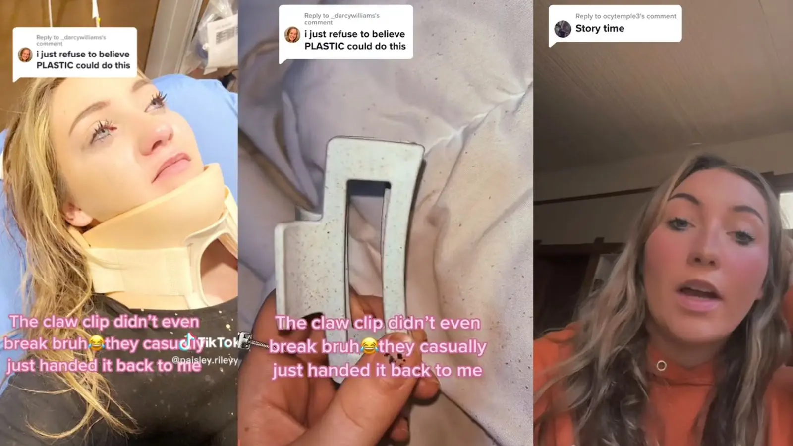 Claw Clip lodged in head on TikTok