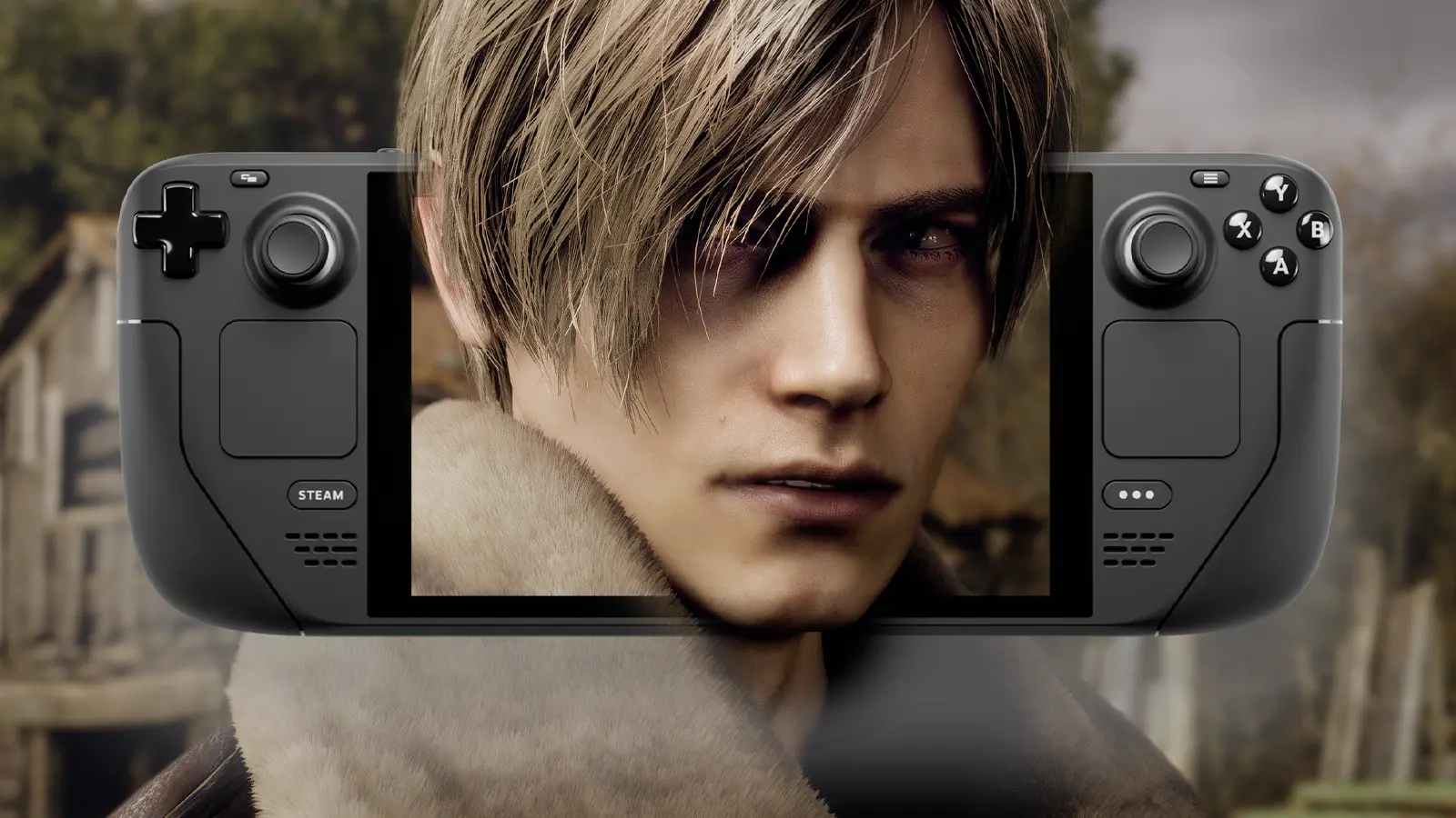 resident evil 4's leon in a steam deck