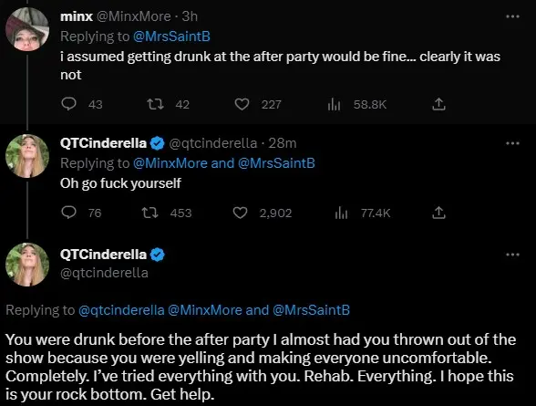 QTCinderella calls out JustaMinx Twitter 1