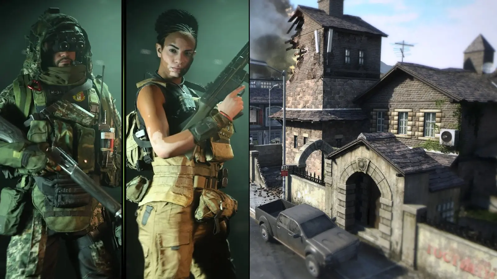 Modern warfare 2 operators side by side with picture of Standoff map from Black Ops 2