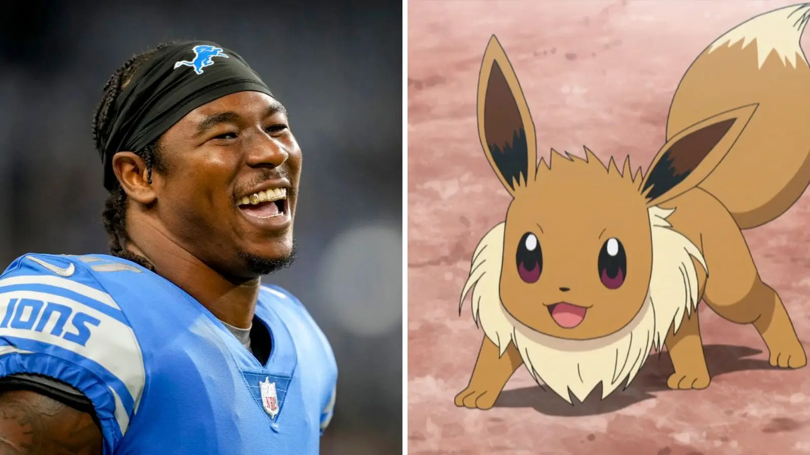 Jamaal Williams laughs with Eevee