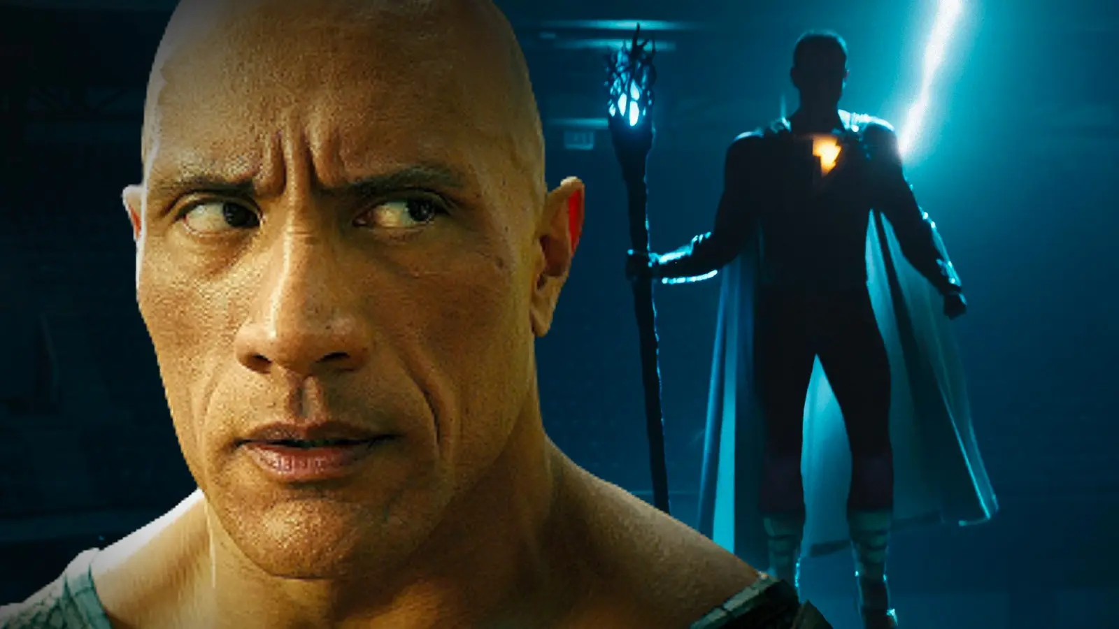 Dwayne Johnson as Black Adam and a still from Shazam 2