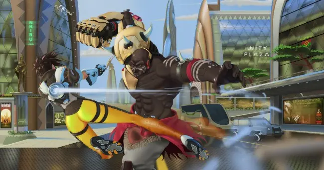 anime doomfist grabs tracer