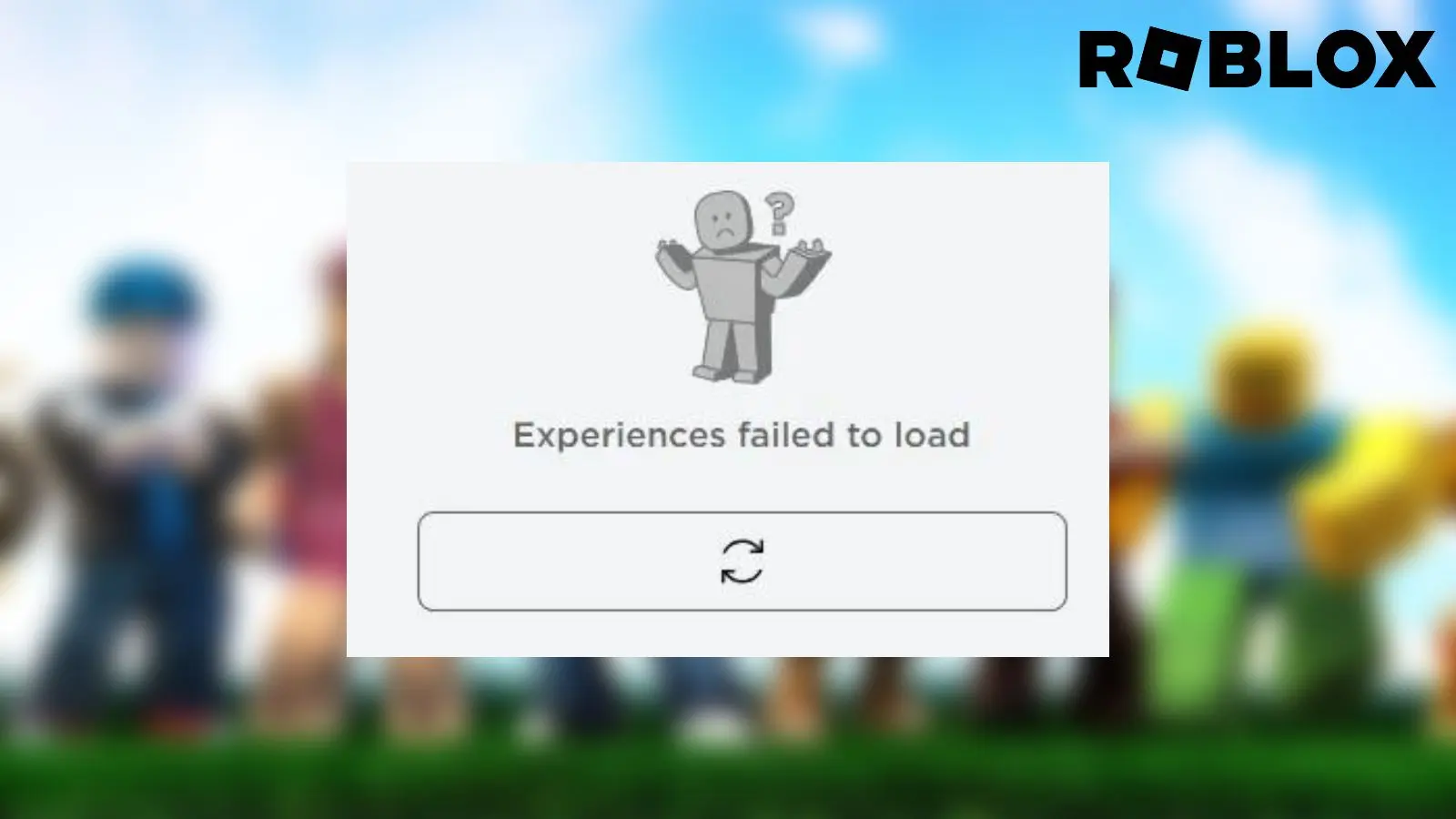 Roblox Characters standing with an error message pop-up on screen