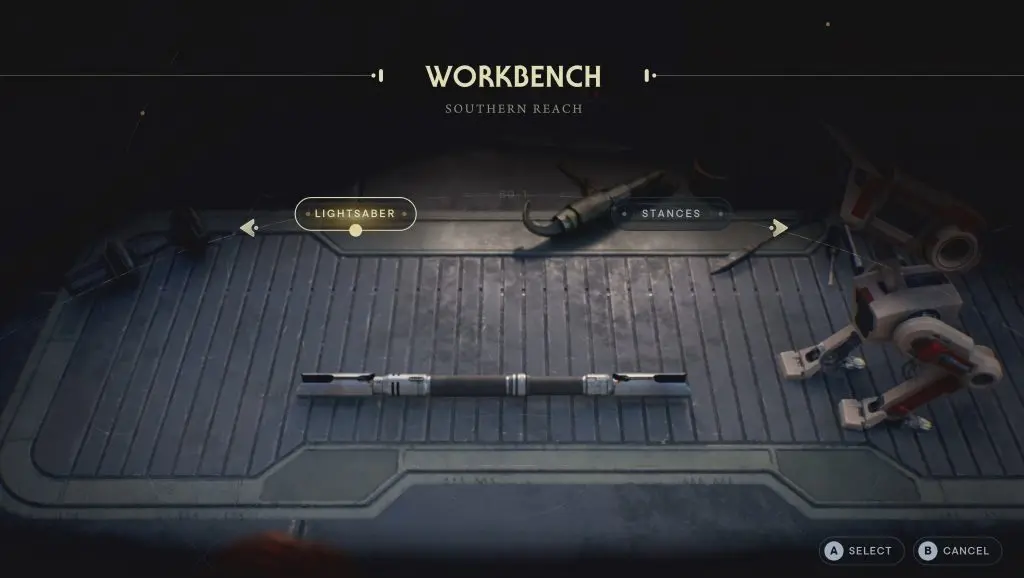 A workbench in Star Wars Jedi Survivor