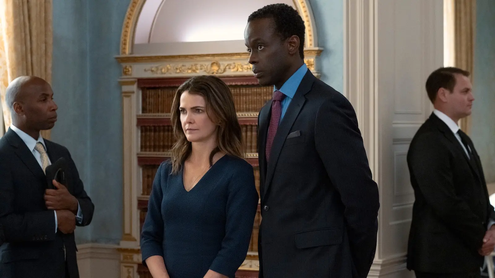 Keri Russell and Ato Essandoh in The Diplomat