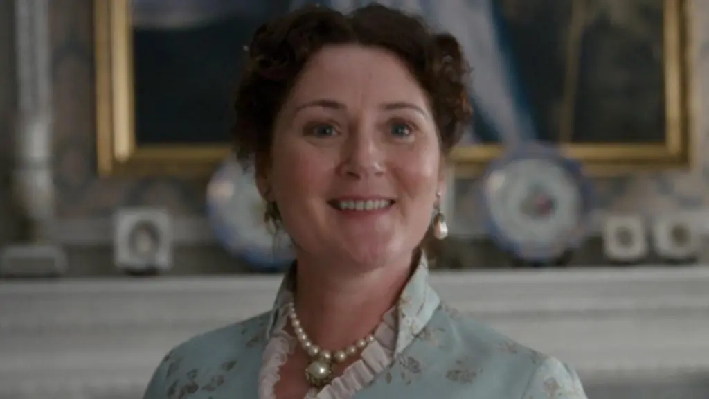 A close up of Violet Bridgerton in Queen Charlotte: A Bridgerton Story