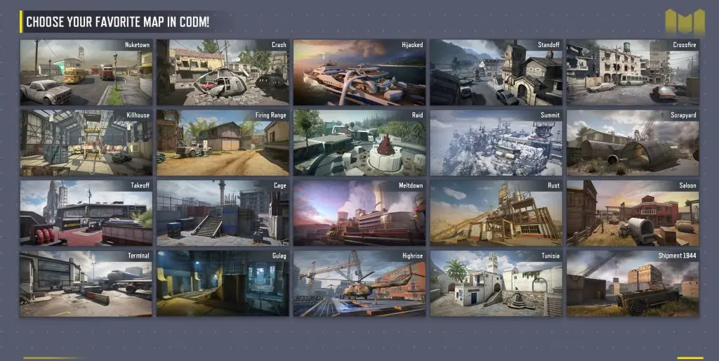 CoD Mobile map list