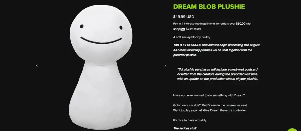 Dream plushie pre-order