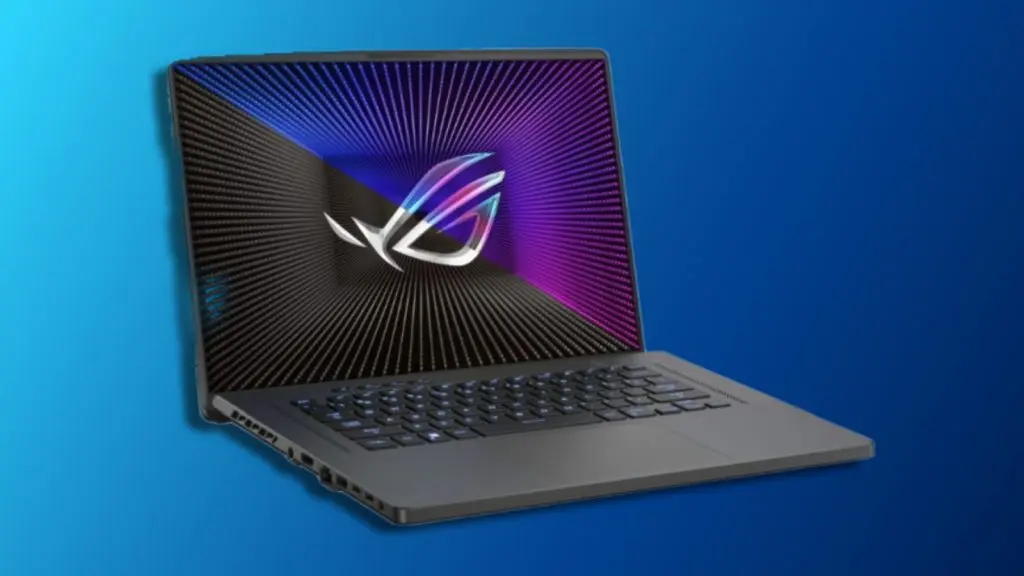 ROG Zephyrus 14 on a gradient background