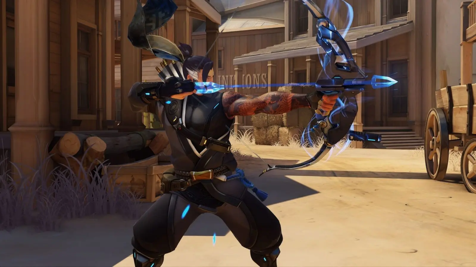 hanzo firing bow in overwatch 2