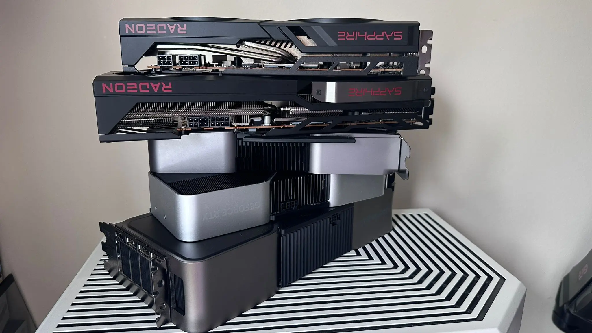 Stack of graphics cards