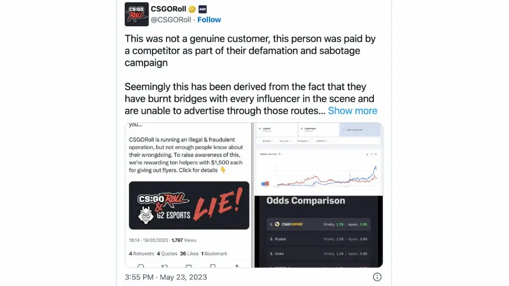  csgo roll response on twitter