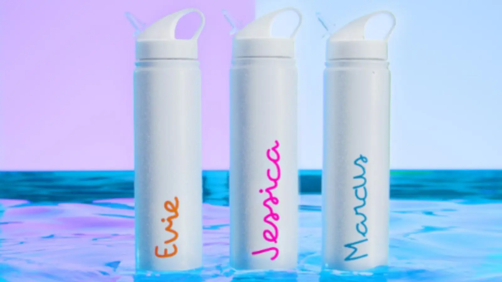 Water bottles from Love Island