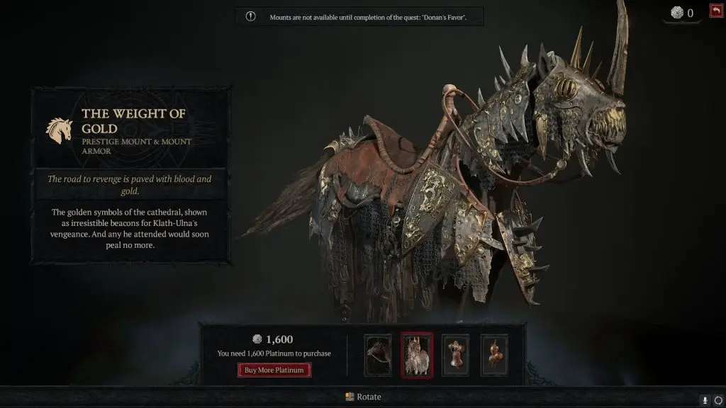 Cosemetic horse armor in the Diablo 4 shop