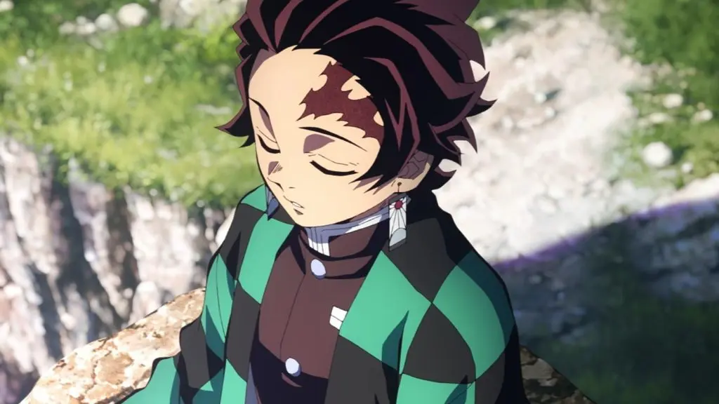 An image of Tanjiro's scar in Demon Slayer