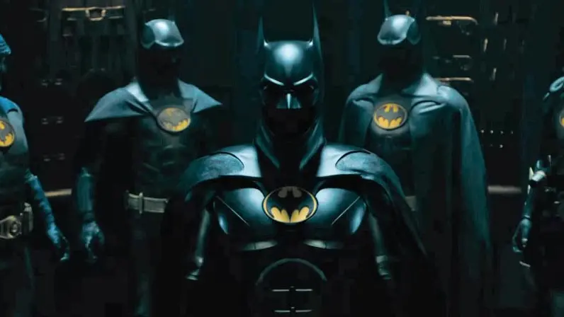 Multiple Batsuits in The Flash.