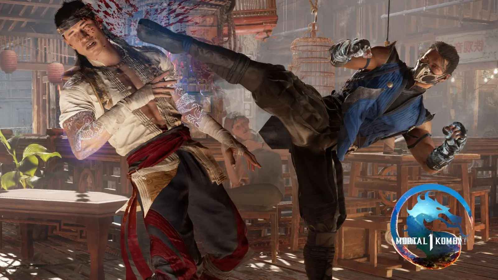 sub-zero kicking liu kang in mortal kombat 1