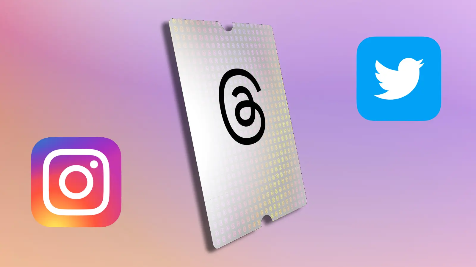 Threads ticket next to instagram and Twitter logo