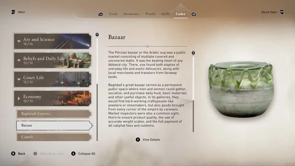 assassin's creed mirage bazaar codex