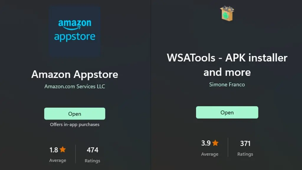 Amazon App Store WSA Tools Microsoft Store