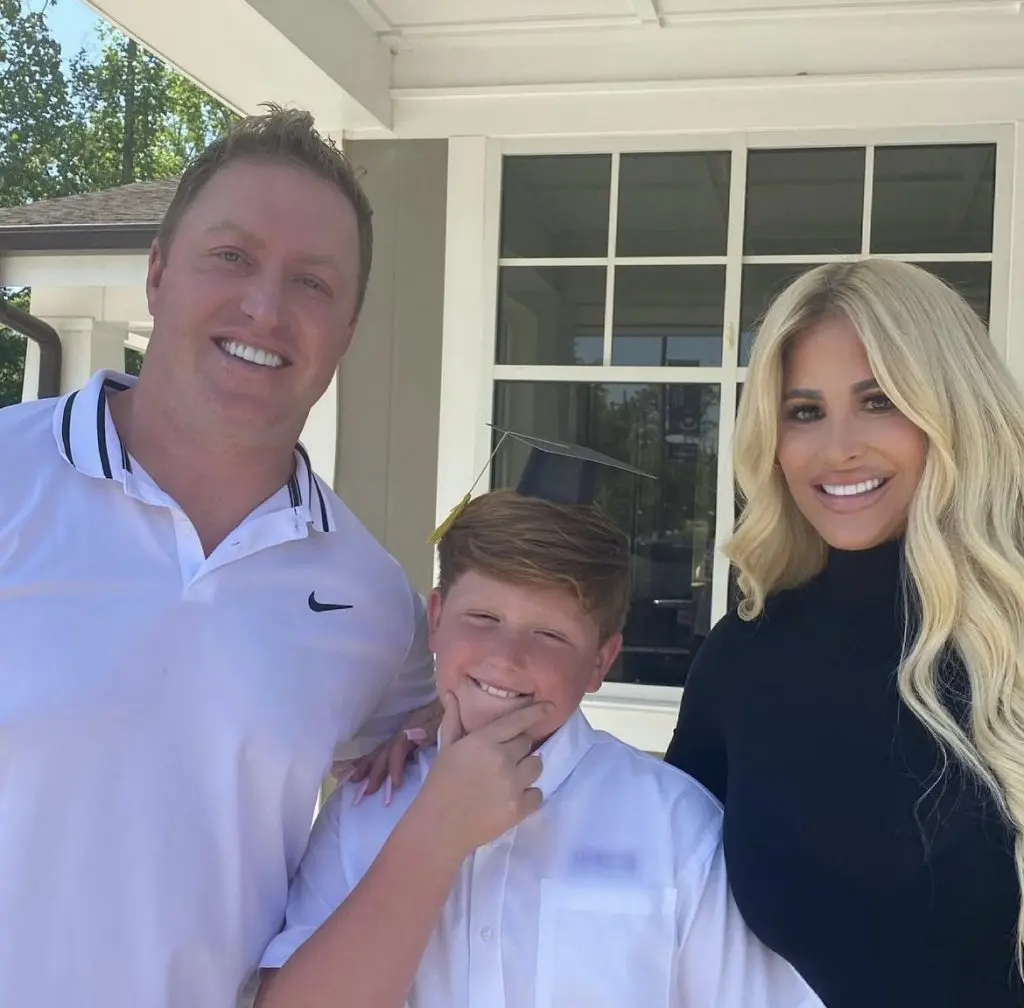 Kim Zolciak Biermann and her husband Kroy with their son.