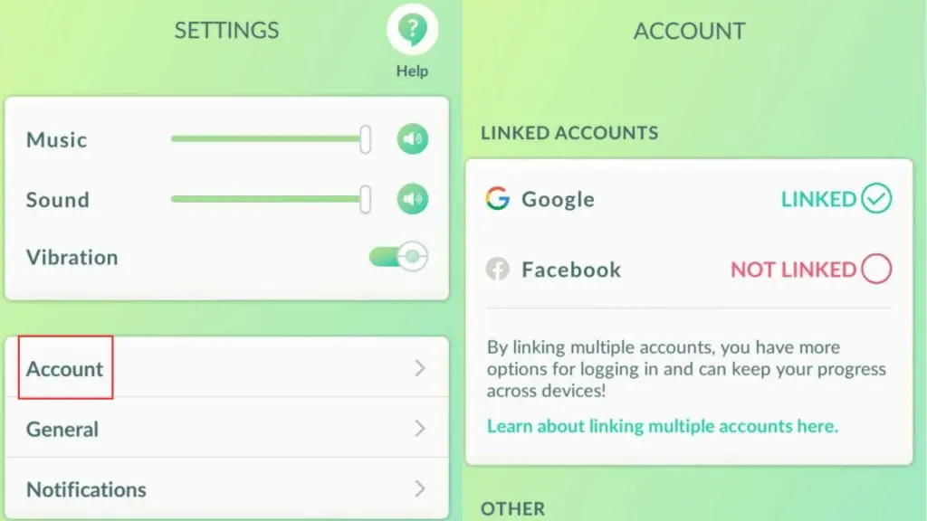 Pokemon Go linking accounts