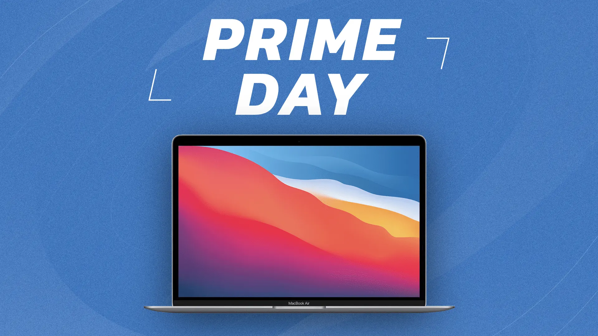 MAcBookj Air M1 Prime Day laptop on blue background