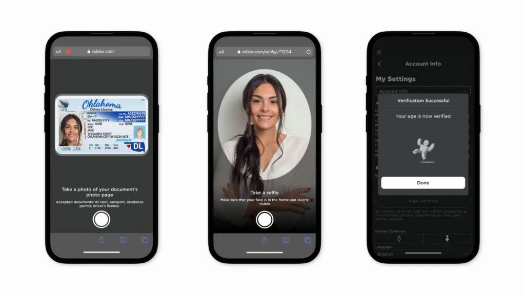 Age verification process in Roblox