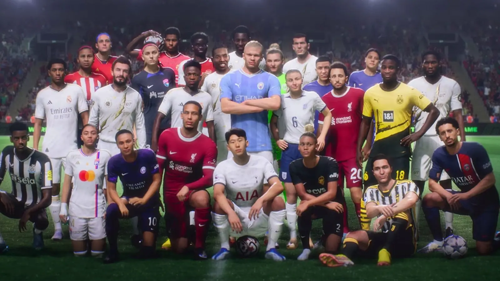 EA SPORTS FC cover star Haaland suurounded by other players