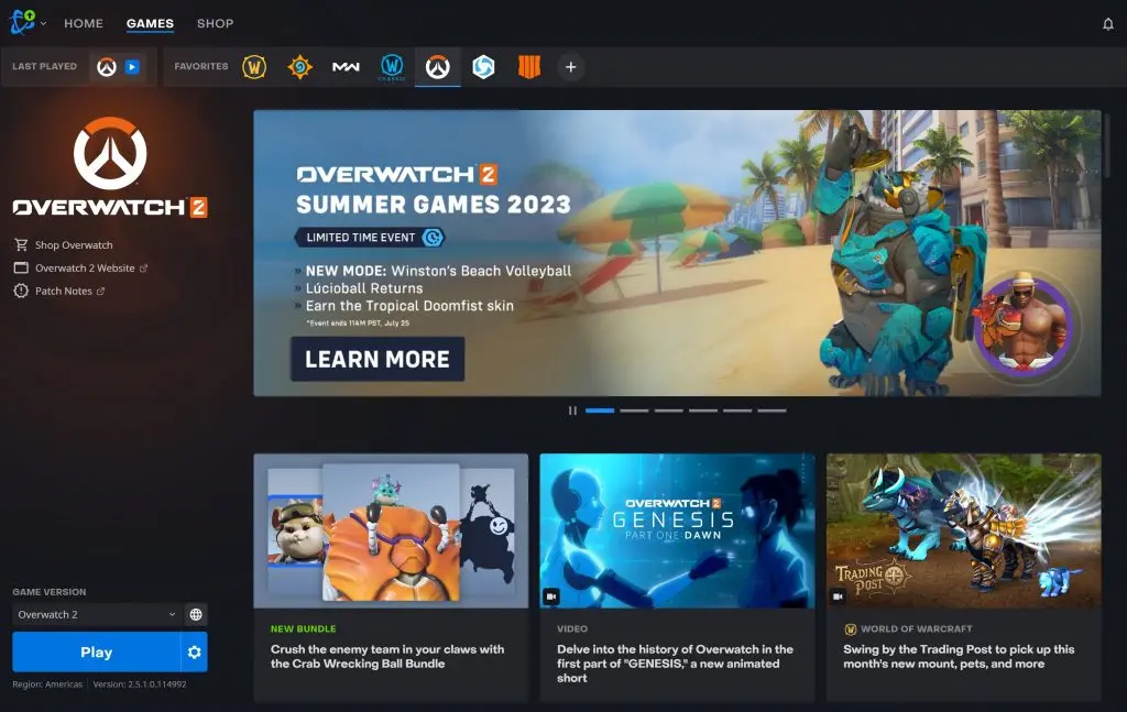 Battle.net launcher