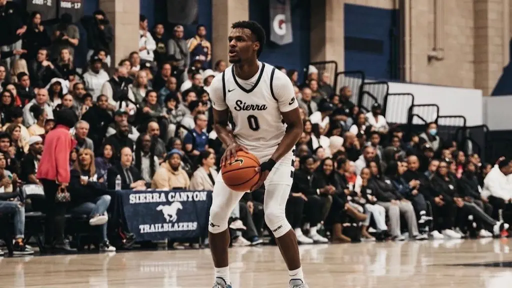 Bronny James playing for his high school basketball team, Sierra Canyon School.