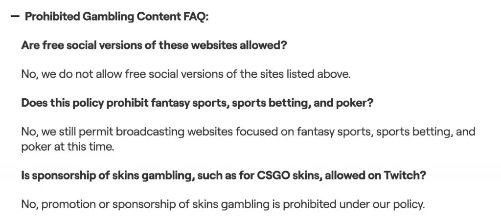 Twitch CSGO skins gambling rules.