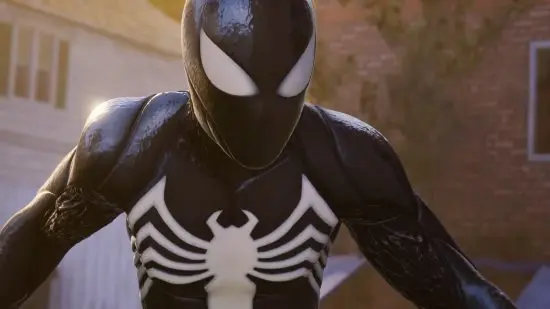 Spider-Man Peter Parker in new symbiote infected suit.