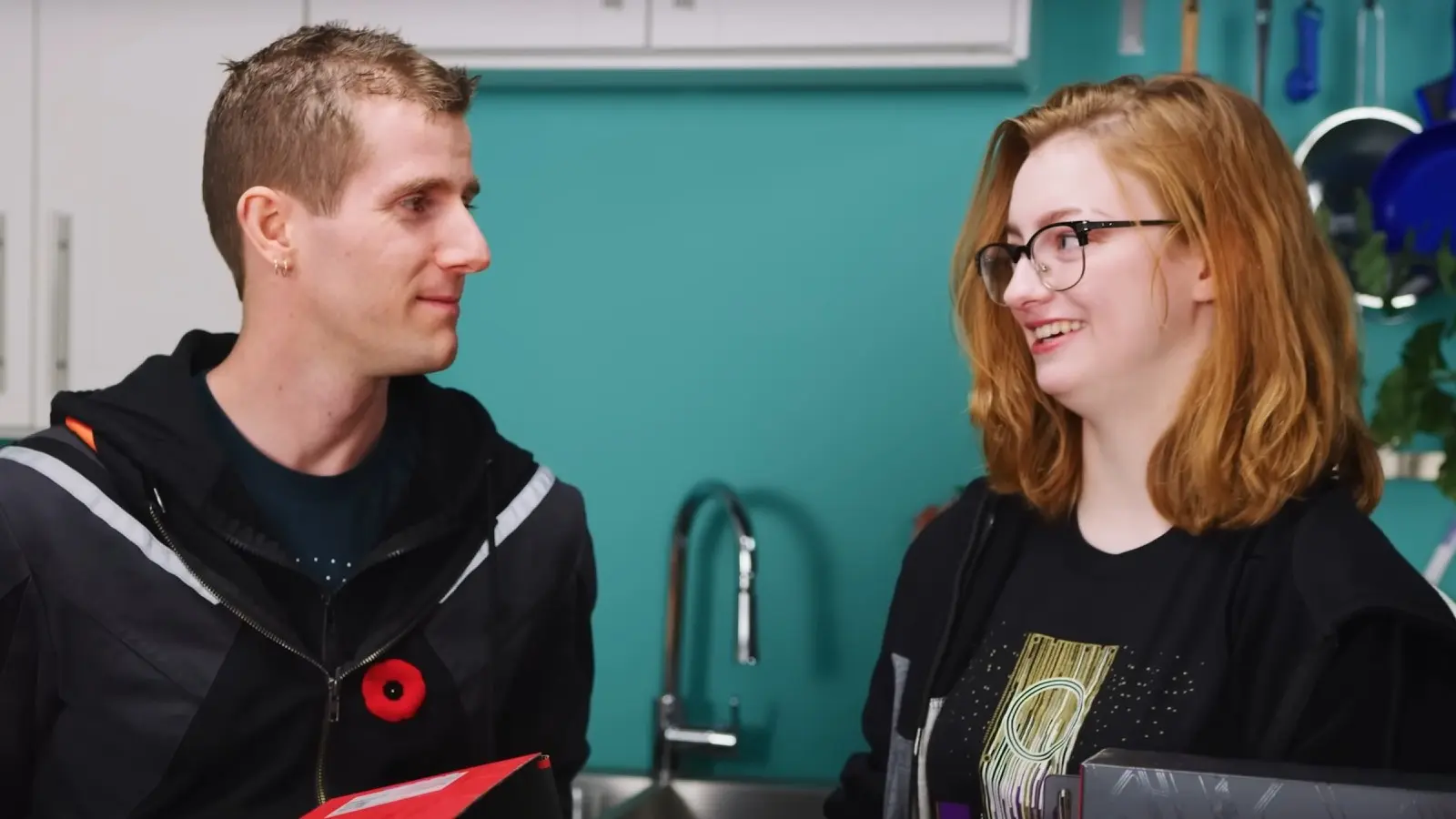 Linus and Madison staring at each other