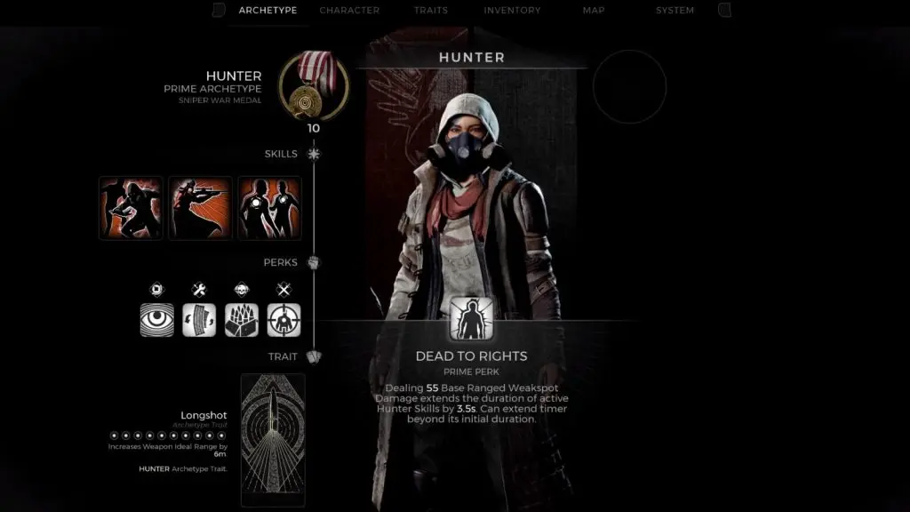 an image of the skills of a Hunter in Remnant 2