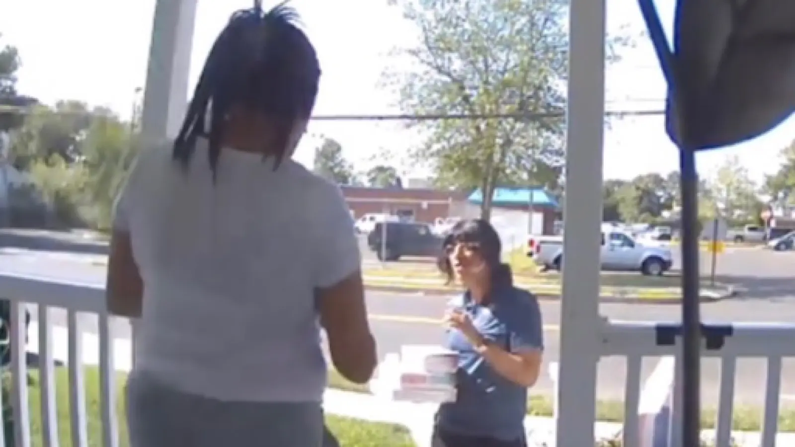 A Domino's delivery driver creates tension with customer.