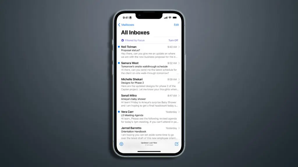 inbox on iPhone