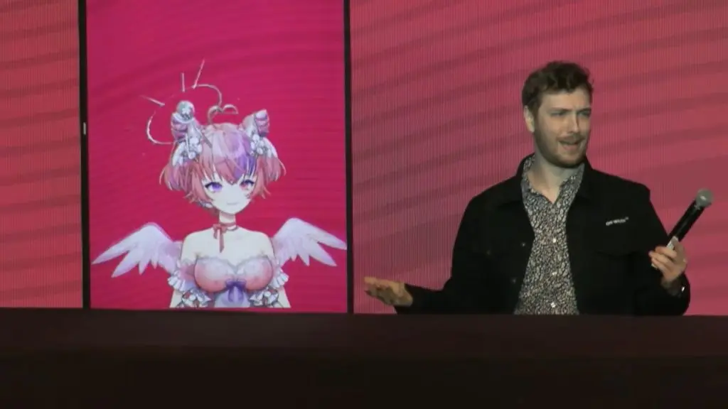 Connor and Ironmouse at Anime Expo 2023 panel