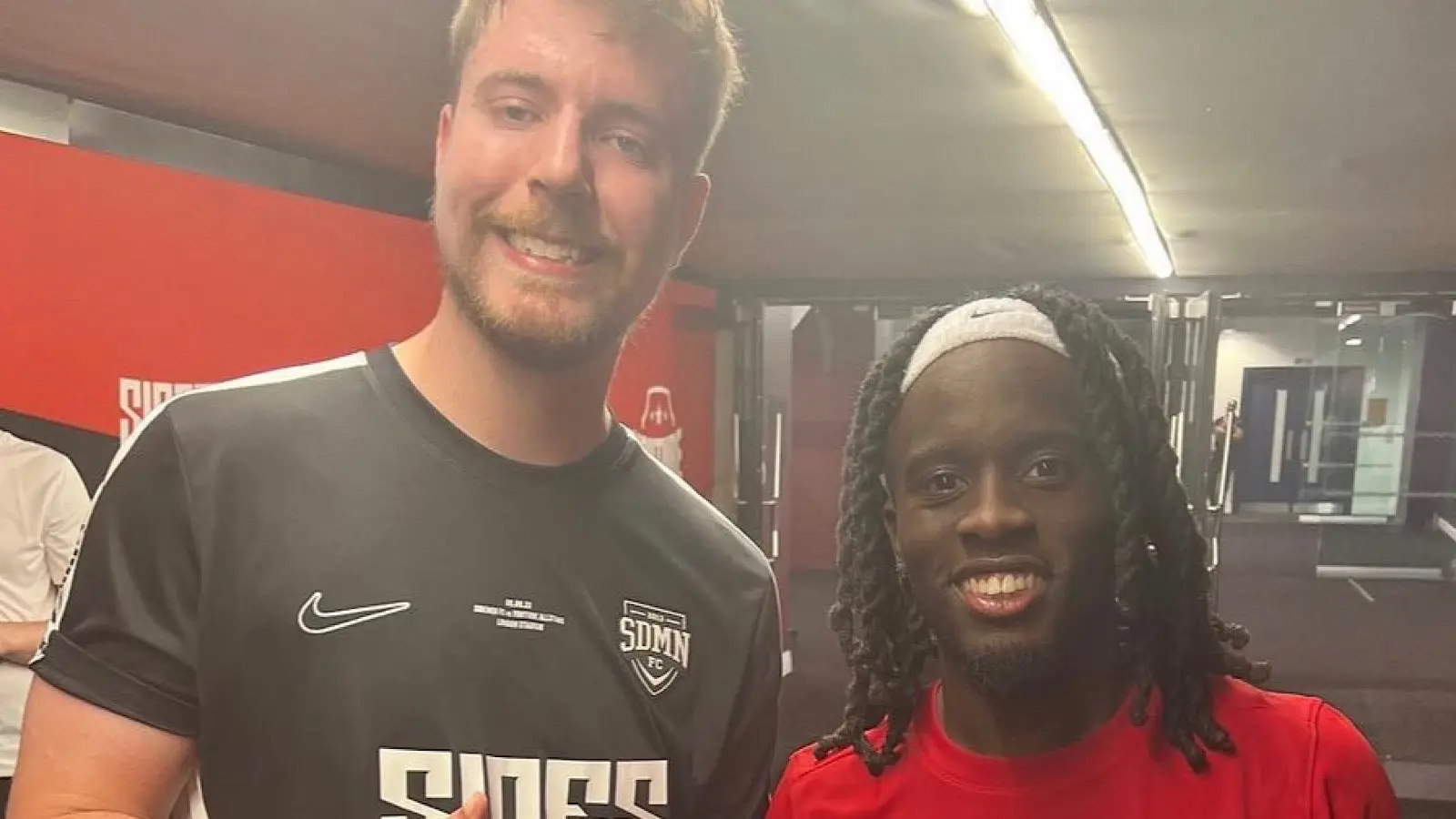 Mr. Beast and Kai Cenat at the 2023 Sidemen Charity Match